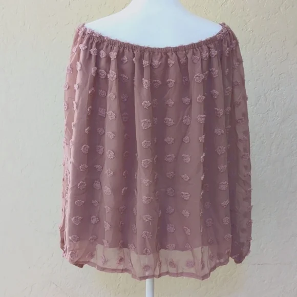 NWOT Miss Sparkling Boutique Layered Chiffon Swiss Dot Rose Blouse Size XL - Picture 7 of 9